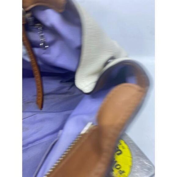 COACH Large White Brown Leather Shoulder Bag - Picture 8 of 9